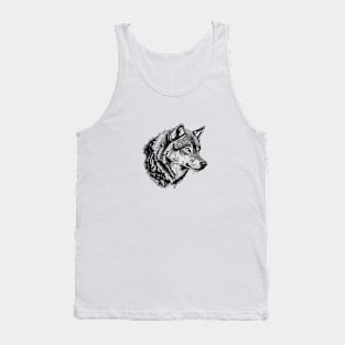 Black-White Wolf Head Tank Top